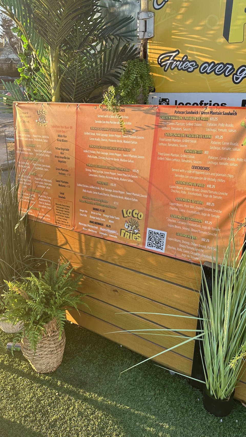 Close-up of fast-food menu categories.